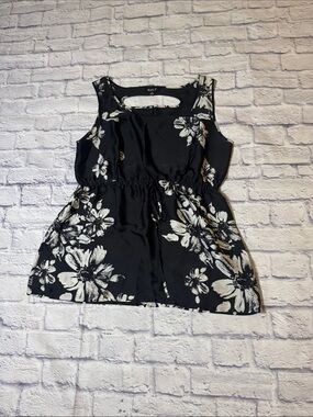 Black floral tunic top